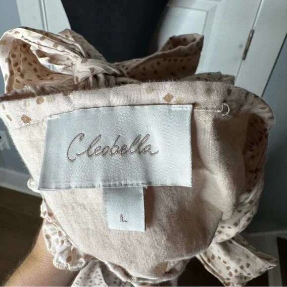 Cleobella Zane Tiered Ruffle Midi Dress Women's Size Large Tie Shoulders - Picture 8 of 10